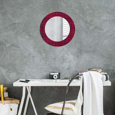 Kulaté dekorativní zrcadlo na zeď Červená mřížka