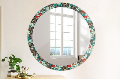 Kulaté zrcadlo s dekorem Retro květiny vzorec