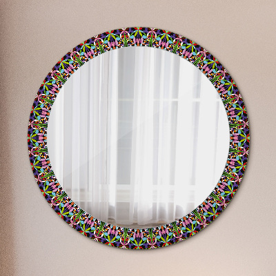 Kulaté zrcadlo tištěný rám Psychedelický vzorec mandaly