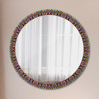 Kulaté zrcadlo tištěný rám Psychedelický vzorec mandaly
