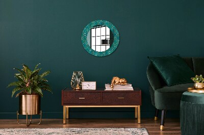 Kulaté dekorativní zrcadlo na zeď Zelená a zlaté složení
