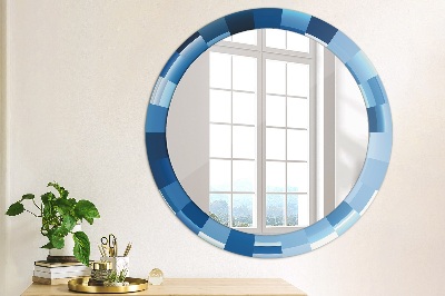 Kulaté dekorativní zrcadlo na zeď Modrý abstrakt