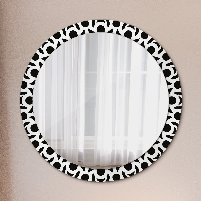 Kulaté dekorativní zrcadlo na zeď Černá geometrická ozdoba