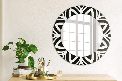 Kulaté dekorativní zrcadlo na zeď Černá geometrická ozdoba