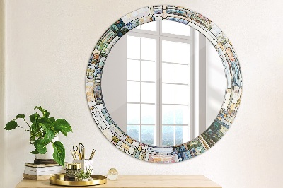Kulaté dekorativní zrcadlo na zeď Abstraktní okno vitráže