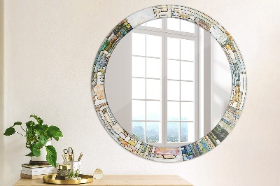 Kulaté dekorativní zrcadlo na zeď Abstraktní okno vitráže