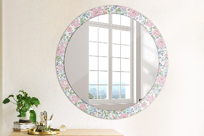 Kulaté zrcadlo tištěný rám Jemné květiny
