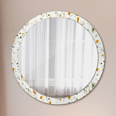 Kulaté zrcadlo tištěný rám Polní květiny