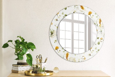 Kulaté zrcadlo tištěný rám Polní květiny
