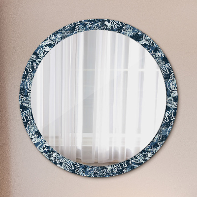 Kulaté zrcadlo tištěný rám Koláž