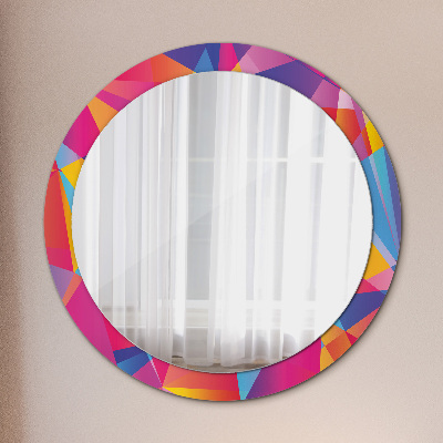 Kulaté zrcadlo tištěný rám Geometrické složení