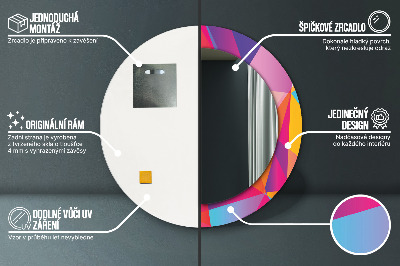 Kulaté zrcadlo tištěný rám Geometrické složení