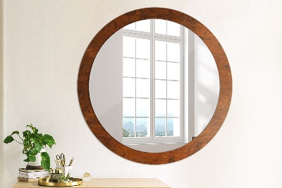Kulaté dekorativní zrcadlo na zeď Přírodní dřevo