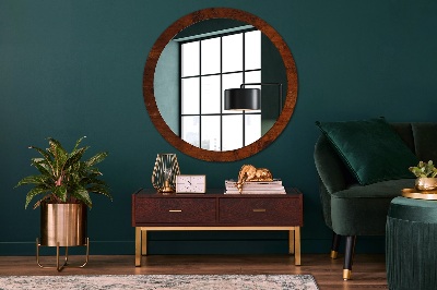 Kulaté dekorativní zrcadlo na zeď Přírodní dřevo