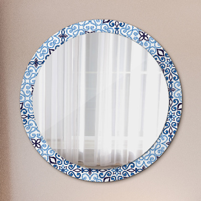 Kulaté dekorativní zrcadlo na zeď Modrý arabský vzor