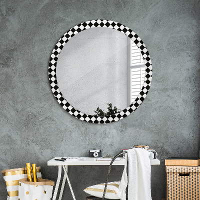 Kulaté zrcadlo tištěný rám Šachový stůl