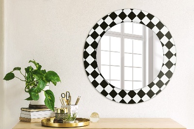 Kulaté zrcadlo tištěný rám Šachový stůl