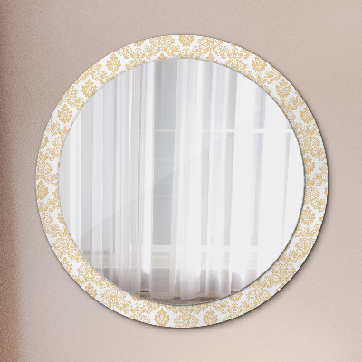 Kulaté zrcadlo tištěný rám Baroque damask