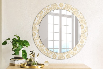 Kulaté zrcadlo tištěný rám Baroque damask
