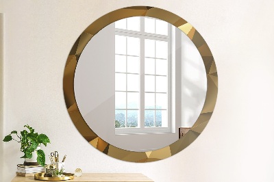 Kulaté zrcadlo tištěný rám Zlatá abstrakce
