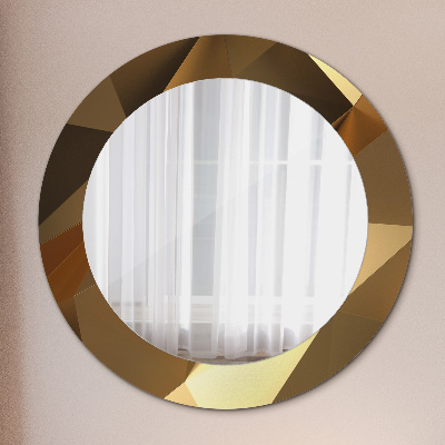 Kulaté zrcadlo tištěný rám Zlatá abstrakce