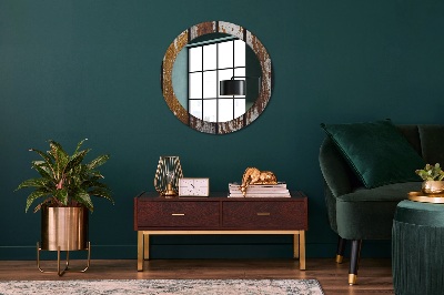 Kulaté dekorativní zrcadlo na zeď Vintage tmavé dřevo