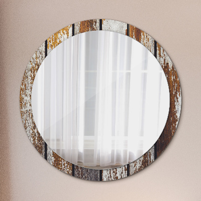 Kulaté dekorativní zrcadlo na zeď Vintage tmavé dřevo