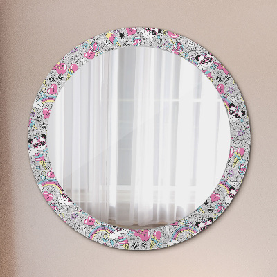 Kulaté zrcadlo tištěný rám Panda unicorn