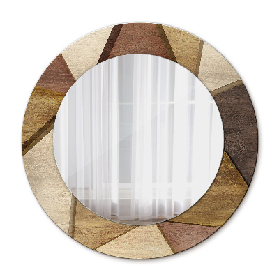 Kulaté zrcadlo tištěný rám Geometrické 3d dřevo
