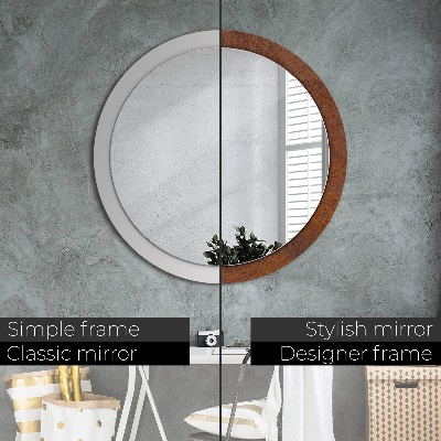 Kulaté zrcadlo tištěný rám Rezavý kov