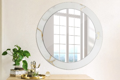 Kulaté dekorativní zrcadlo na zeď Bílý zlatý mramor