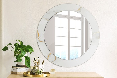 Kulaté dekorativní zrcadlo na zeď Bílý zlatý mramor