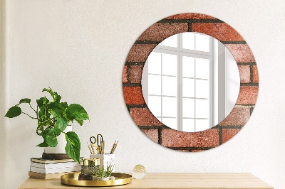 Kulaté dekorativní zrcadlo na zeď Červená cihla