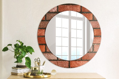 Kulaté dekorativní zrcadlo na zeď Červená cihla