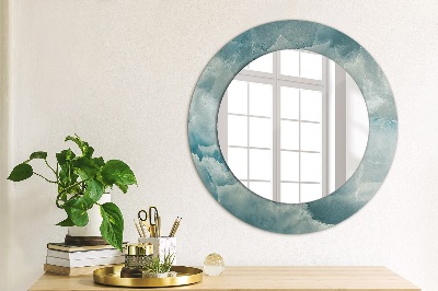 Kulaté zrcadlo tištěný rám Modrý onyx mramor