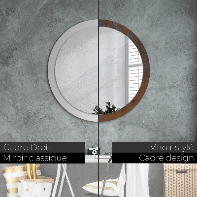 Kulaté zrcadlo tištěný rám Kovový rustikální