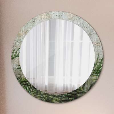 Kulaté zrcadlo tištěný rám Kapradiny listy