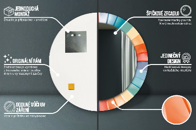 Kulaté zrcadlo tištěný rám Radiální soustředné pásy