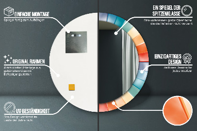 Kulaté zrcadlo tištěný rám Radiální soustředné pásy