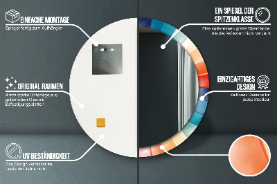 Kulaté zrcadlo tištěný rám Radiální soustředné pásy