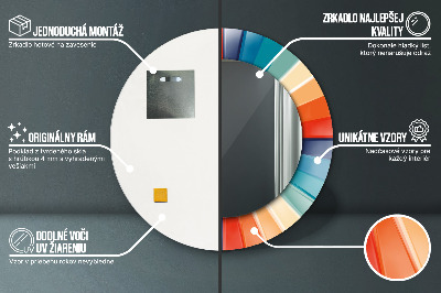 Kulaté zrcadlo tištěný rám Radiální soustředné pásy
