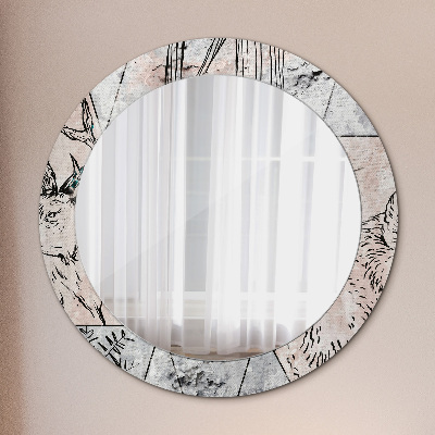 Kulaté dekorativní zrcadlo na zeď Abstry zvířata