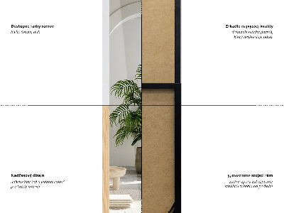 Stojací zrcadlo v černém rámu 36x156 cm