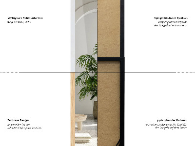 Stojací zrcadlo v černém rámu 36x156 cm