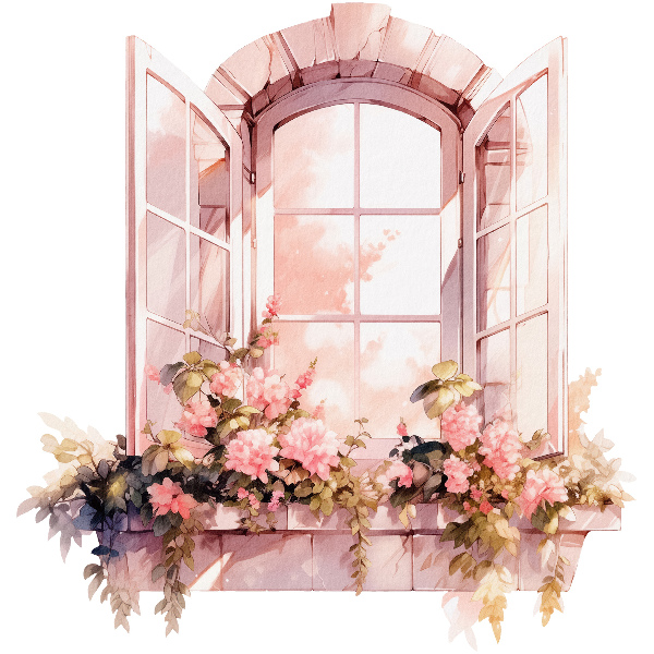 Nálepka na okno s výhledem 95x100 Rustikální okno