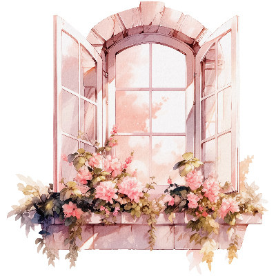 Nálepka na okno s výhledem 95x100 Rustikální okno