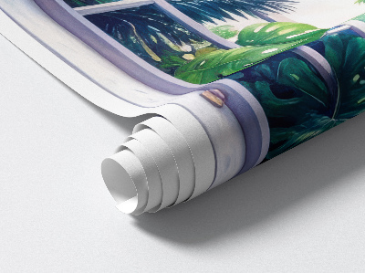 Nálepka na okno s výhledem 66x100 Tropický výhled