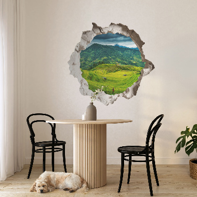 Fototapeta díra ve zdi 100x95 Zelené terasy