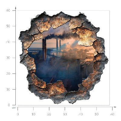 Samolepka na zeď 3D 58x60 Průmyslová krajina