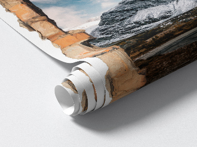 Samolepka díra ve zdi 3D 40x60 Horské panorama